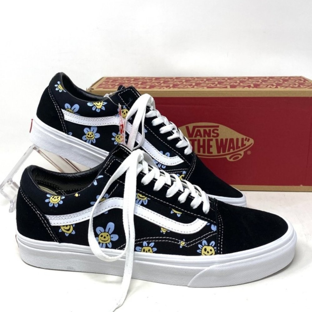 VANS Old Skool Low Top Black Floral Suede Canvas Women Size Sneakers VN0A5JMIY23